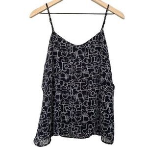 New York & Company Small Black & White Chain Link Spaghetti Strap Tank Top